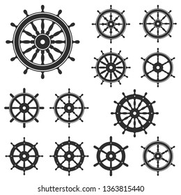 Ship Helm Steering Wheel Vector Symbol Collection