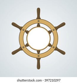 Ship helm vector background. Shipboard steering wheel with blank space for your text. EPS8 illustration.