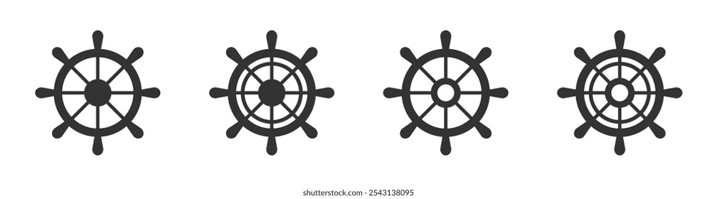 Ship helm vector illustrations. Ship helm icon