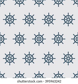 Ship helm vector seamless pattern. Shipboard steering wheels continuous texture. EPS8 illustration.