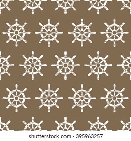 Ship helm vector seamless pattern. Shipboard steering wheels continuous texture. EPS8 illustration.