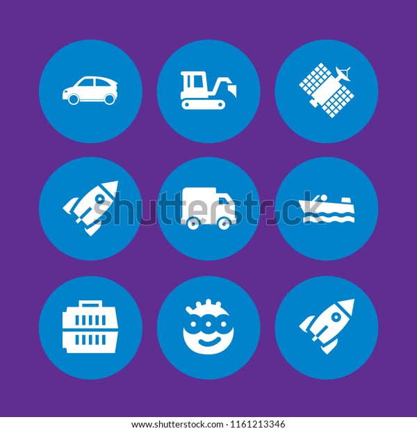 ship icon. 9 ship set with transport,\
alien, rocket and person travelling in a boat transport floating on\
the sea vector icons for web and mobile\
app