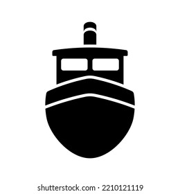 Ship icon. Black silhouette. Front view. Vector simple flat graphic illustration. Isolated object on a white background. Isolate.