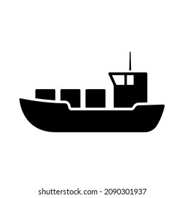 Icono de envío. Silueta negra. Vista lateral. Ilustración gráfica plana vectorial simple. Objeto aislado sobre un fondo blanco. Aislar.