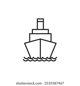 ship icon, boat outline isolated icon