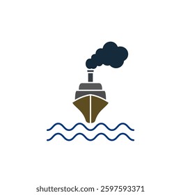 ship icon, boat, simple flat style, illustration, logo sign symbol pictogram template, for ui or ux isolated on white for mobile app, editable
