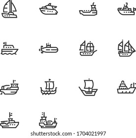 Ship icon. Boat icon. Water transportation icon set.