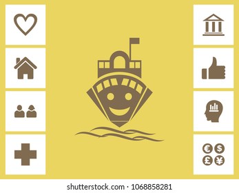Ship Icon With Bonus Icons. Eps-10.