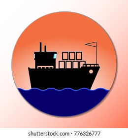 Ship icon. Cargo delivery concept, Marine boat. Transportation sign. Vector image.