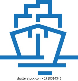 ship icon. cargo icon vector (blue version)