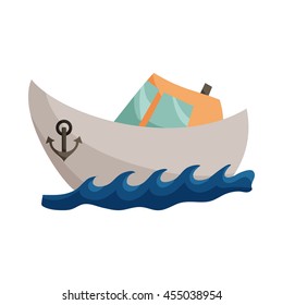 Ship icon in cartoon style isolated on white background