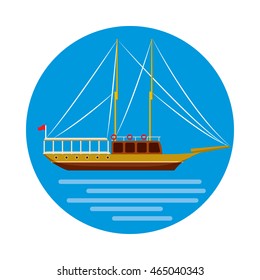 Ship icon in cartoon style on a white background