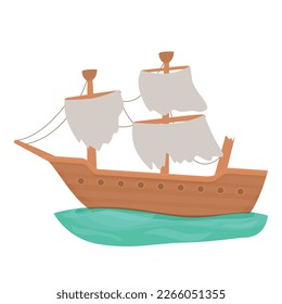 Ship icon cartoon vector. Old shipwreck. Pirate boat