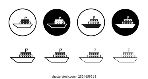 Ícone de navio Coleção de vetor de contorno fino plano