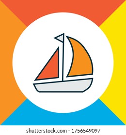 Ship icon colored line symbol. Premium quality isolated yacht element in trendy style.