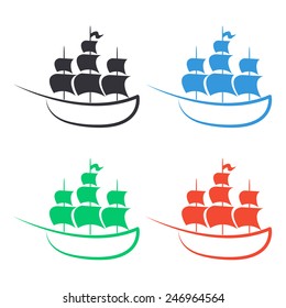 ship icon - colored vector illustration