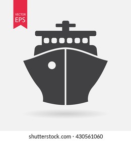 Ship icon. Cruise, tour, delivery concept, Marine boat. Transportation sign Isolated on white background. Trendy Flat style for graphic design, logo, Web site, social media, UI, mobile app, EPS10