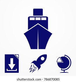 Ship icon. Cruise, tour, delivery concept, Marine boat. Transportation sign Isolated on grey background, EPS10