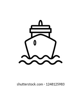Ship Icon. Cruise Vector Template. A Front View Cargo Transportation.