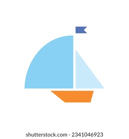 Ship icon. Cute flat illustration isolated on a white background. Adventure concept. Vector 10 EPS.