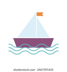 Ship icon. Design element of a postcard, poster, mobile application, clothing. Applique. Flat design. Vector illustration 
