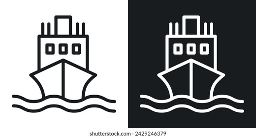 Ship Icon Designed in a Line Style on White Background.