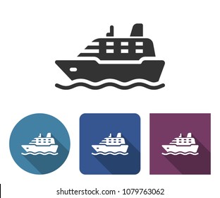 Ship icon in different variants with long shadow