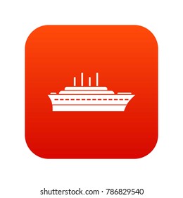 Ship icon digital red for any design isolated on white vector illustration