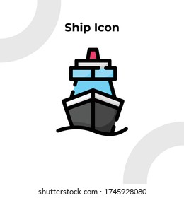 Ship Icon with Filled Outline Style, Vector Editable