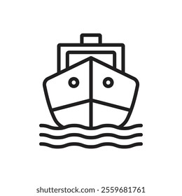 Ship icon Flat art in black and white isolated