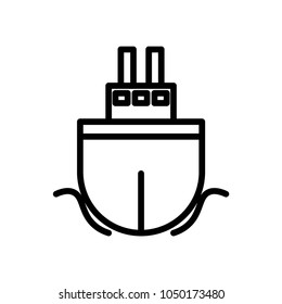 Ship icon flat. Black pictogram on grey background. Vector illustration symbol
