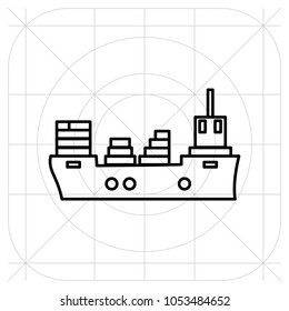 Ship icon flat. Black pictogram on grey background. Vector illustration symbol. Icon guideline