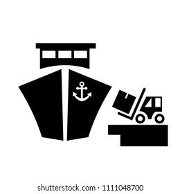 ship icon flat. Black pictogram on white background