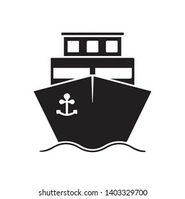 Ship icon flat. Black pictogram on white background. Vector illustration symbol - Vector 
