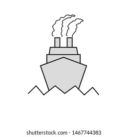 Ship icon flat. Black pictogram on grey background. Vector illustration symbol