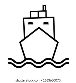 Ship icon flat. Black pictogram on white background. Vector illustration symbol