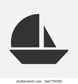 Ship icon flat. Black pictogram on grey background