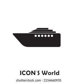 Ship icon flat. Black pictogram on white background. Vector illustration symbol