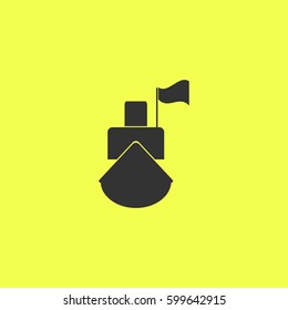 Ship icon flat. Black pictogram on white background. Vector illustration symbol and bonus button
