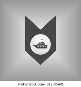  Ship icon.  Flat design.