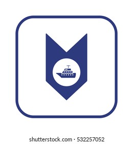  Ship icon.  Flat design.