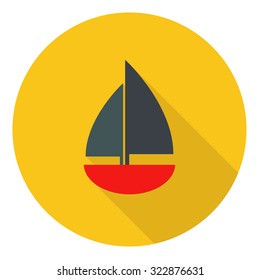 Ship icon, flat design with long shadow