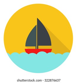 Ship icon, flat design with long shadow