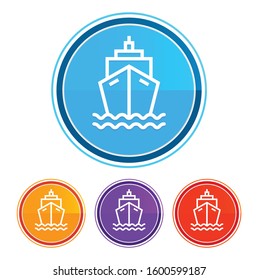 Ship icon flat design round buttons set illustration design isolated on white background