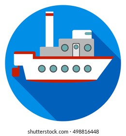 Ship, ship icon. Flat design, vector.