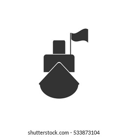 Ship icon flat. Illustration isolated on white background. Vector grey sign symbol