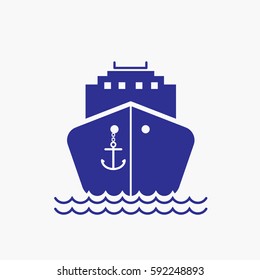 Ship Icon. Flat Isolated  Graphic Vector Anchor Silhouette Symbols