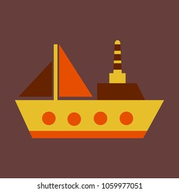 Ship icon flat. pictogram on background. Vector illustration symbol