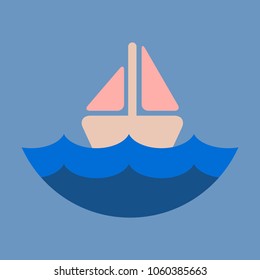 Ship icon flat. pictogram on background. Vector illustration symbol