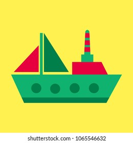 Ship icon flat. pictogram on background. Vector illustration symbol